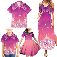 New Zealand Matariki Family Matching Summer Maxi Dress and Hawaiian Shirt Maori Marae Purple Galaxy LT05 - Polynesian Pride