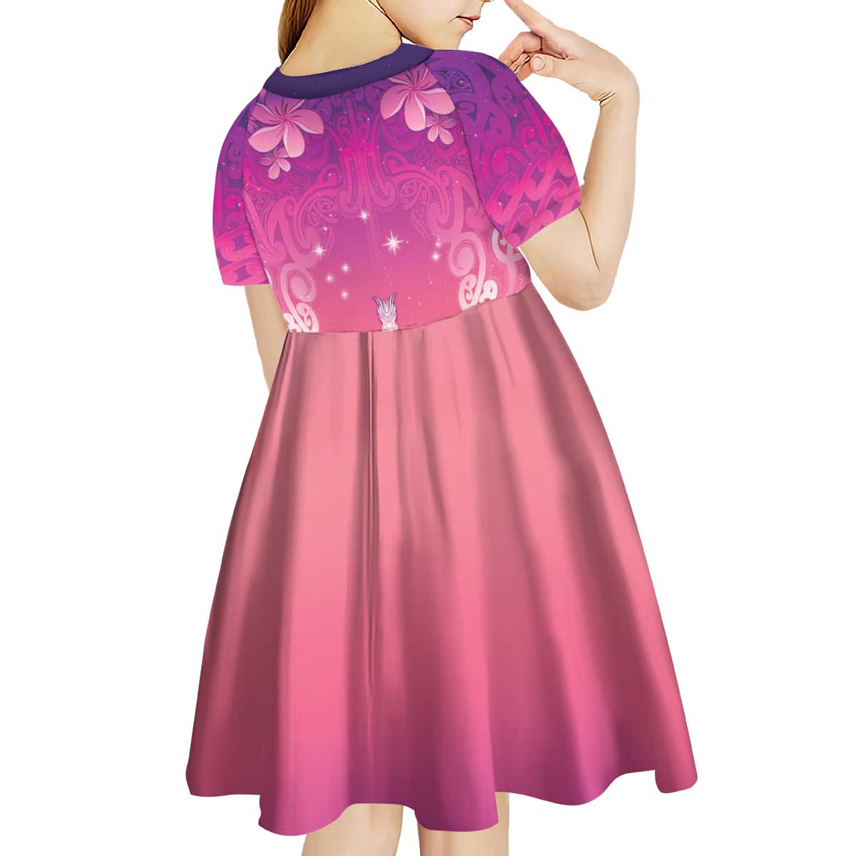 New Zealand Matariki Kid Short Sleeve Dress Maori Marae Purple Galaxy LT05 - Polynesian Pride