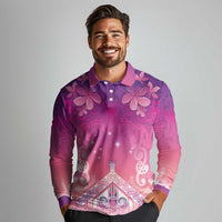 New Zealand Matariki Long Sleeve Polo Shirt Maori Marae Purple Galaxy LT05 - Polynesian Pride