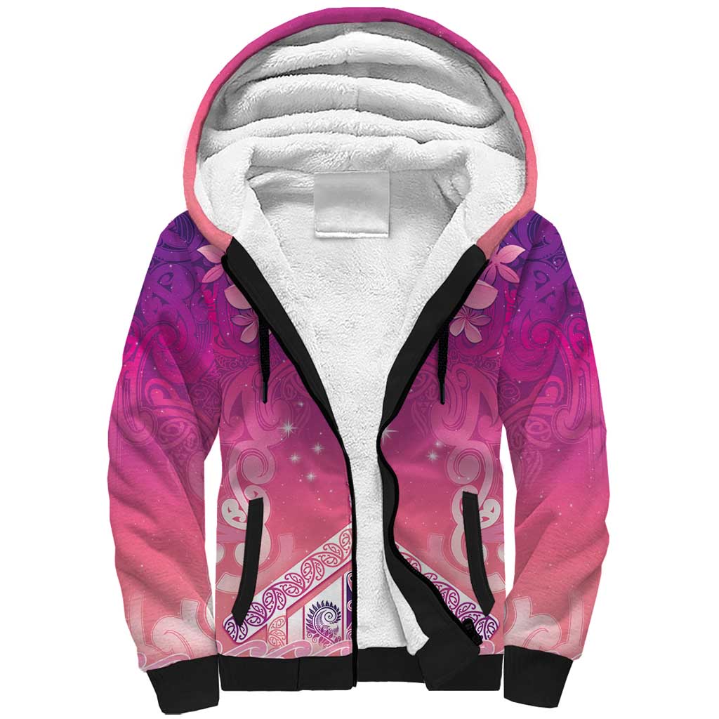 New Zealand Matariki Sherpa Hoodie Maori Marae Purple Galaxy LT05 Unisex Purple - Polynesian Pride