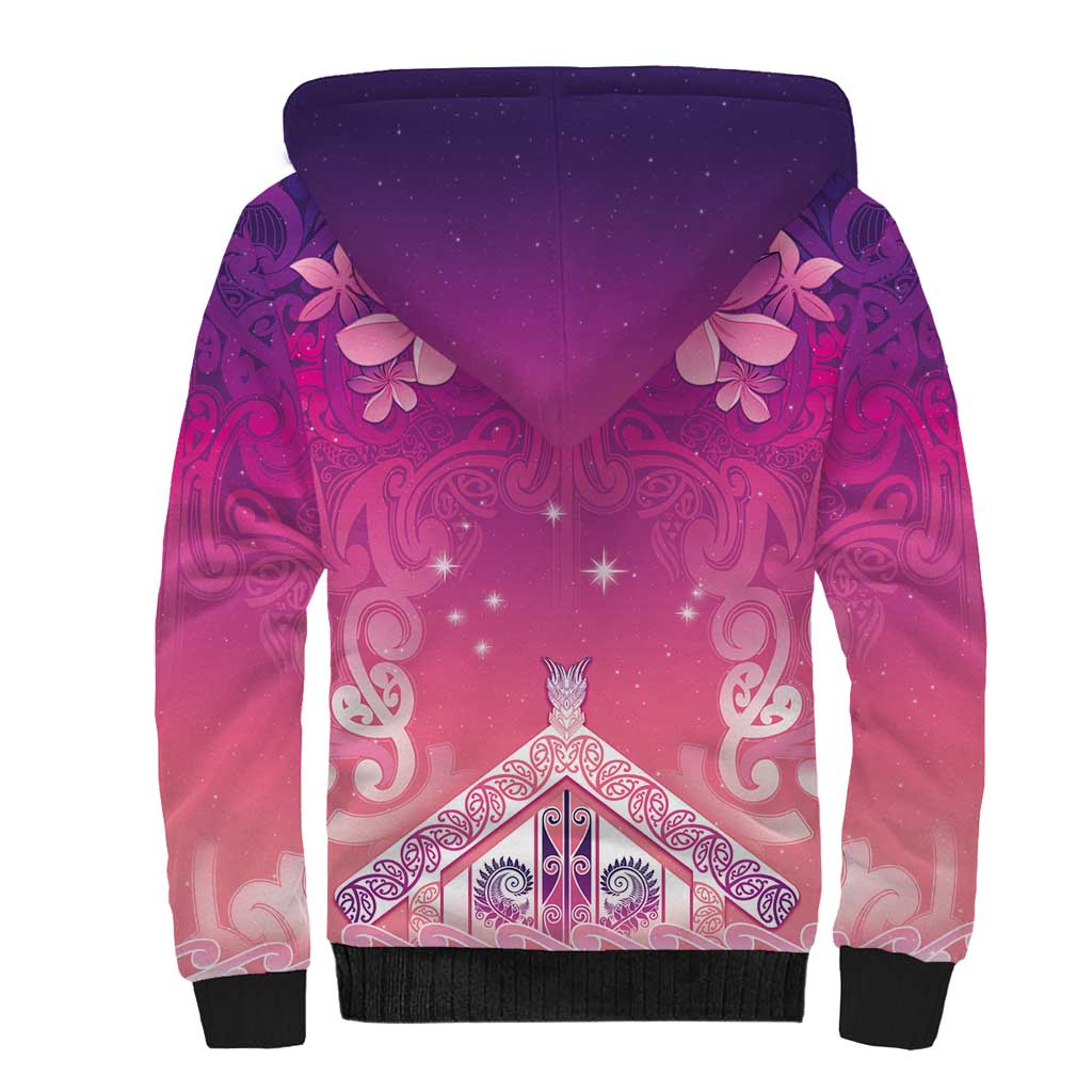 New Zealand Matariki Sherpa Hoodie Maori Marae Purple Galaxy LT05 - Polynesian Pride
