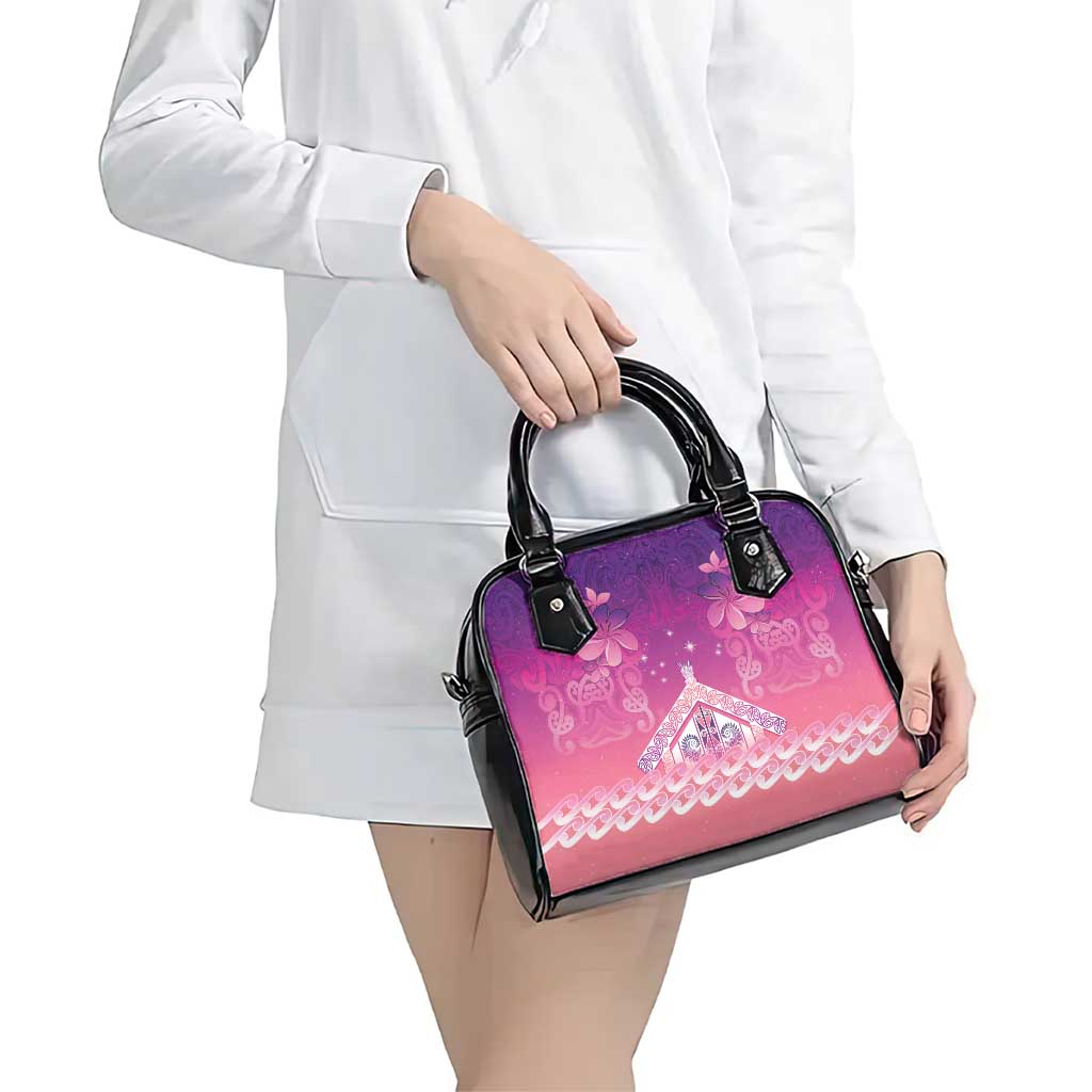 New Zealand Matariki Shoulder Handbag Maori Marae Purple Galaxy