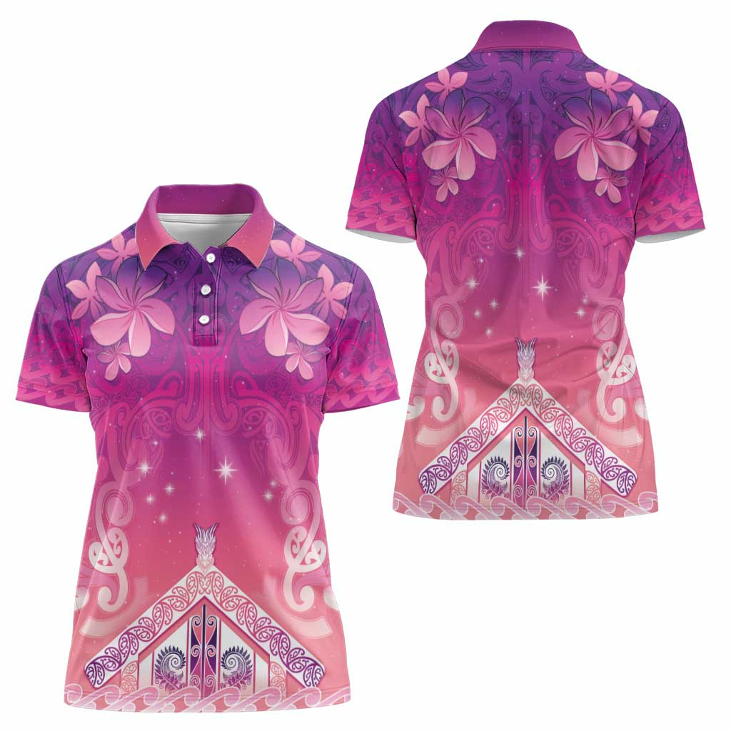 New Zealand Matariki Women Polo Shirt Maori Marae Purple Galaxy LT05 - Polynesian Pride