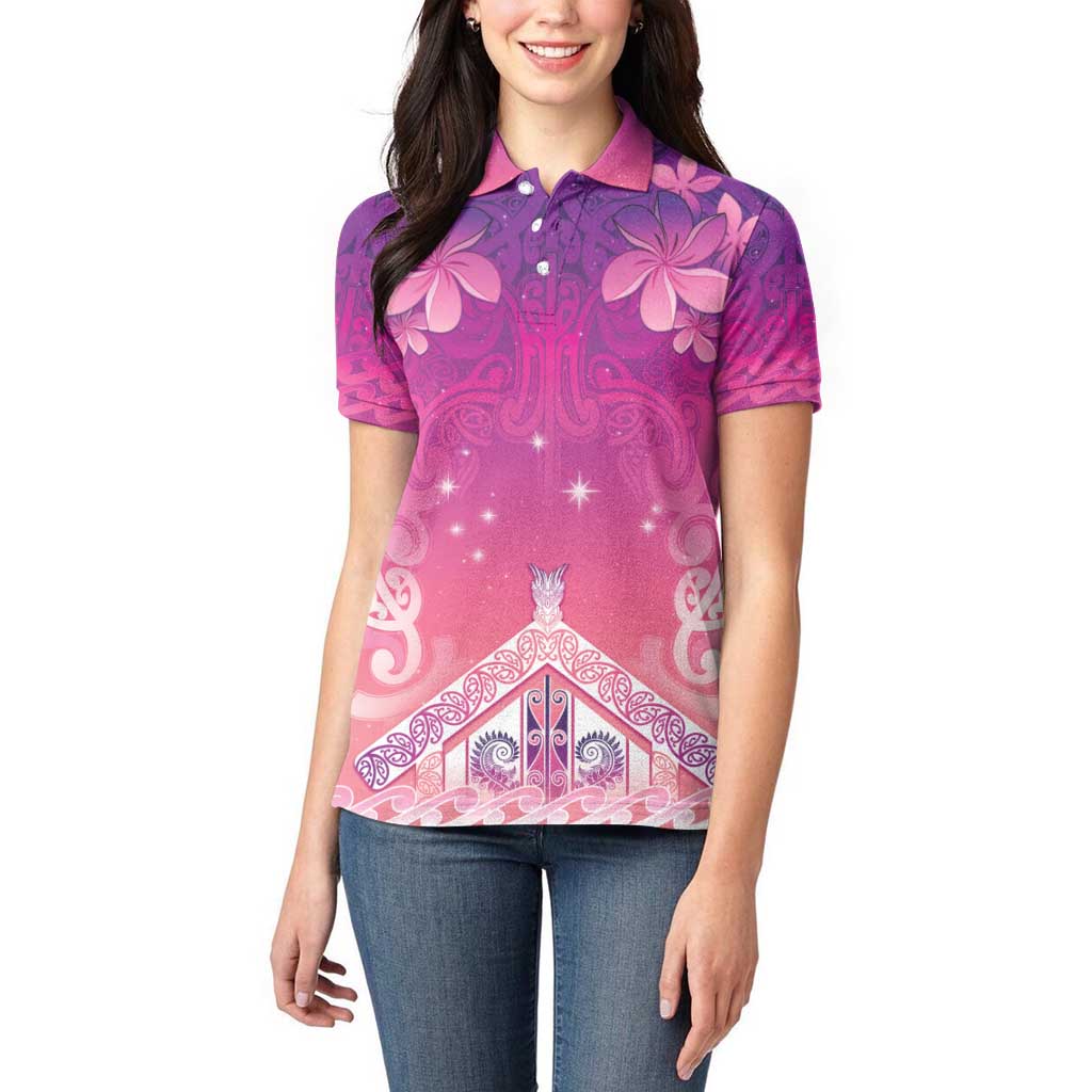 New Zealand Matariki Women Polo Shirt Maori Marae Purple Galaxy LT05 - Polynesian Pride