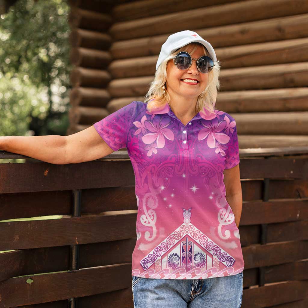 New Zealand Matariki Women Polo Shirt Maori Marae Purple Galaxy LT05 - Polynesian Pride