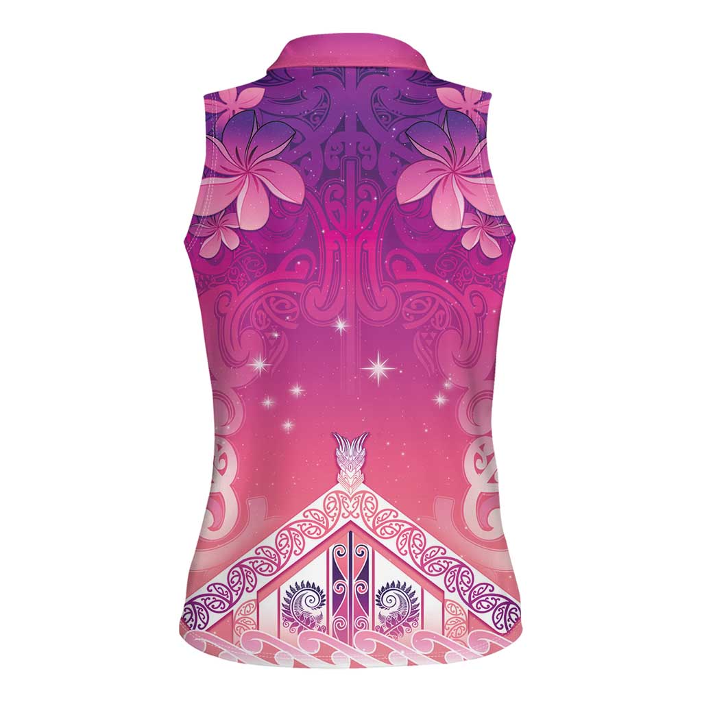 New Zealand Matariki Women Sleeveless Polo Shirt Maori Marae Purple Galaxy LT05 - Polynesian Pride