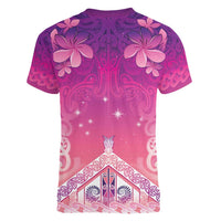 New Zealand Matariki Women V-Neck T-Shirt Maori Marae Purple Galaxy LT05 - Polynesian Pride