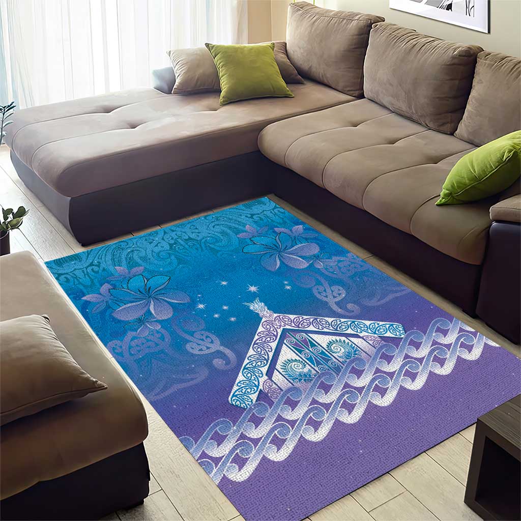 New Zealand Matariki Area Rug Maori Marae Cyan Galaxy