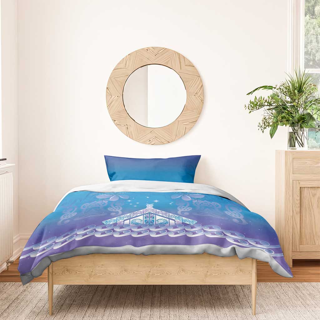 New Zealand Matariki Bedding Set Maori Marae Cyan Galaxy