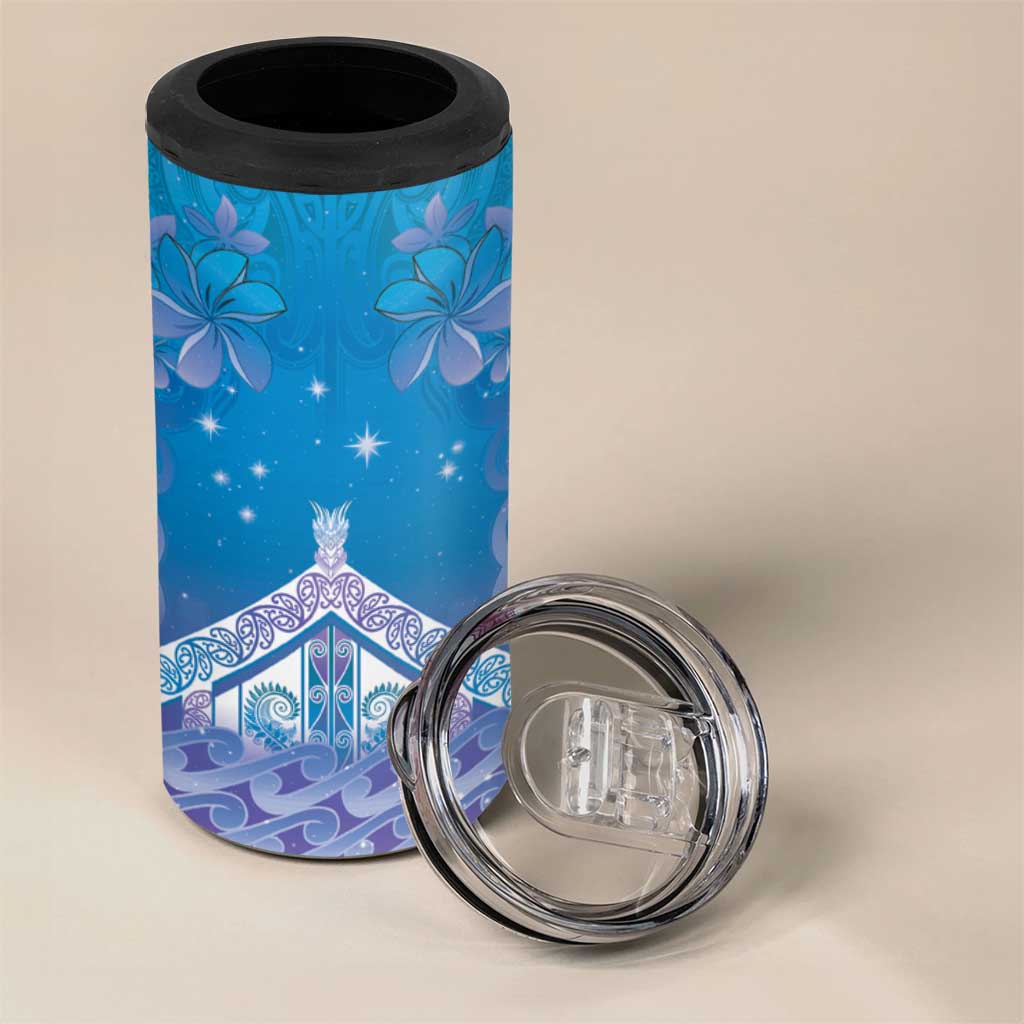 New Zealand Matariki 4 in 1 Can Cooler Tumbler Maori Marae Cyan Galaxy LT05 - Polynesian Pride