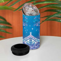 New Zealand Matariki 4 in 1 Can Cooler Tumbler Maori Marae Cyan Galaxy LT05 - Polynesian Pride