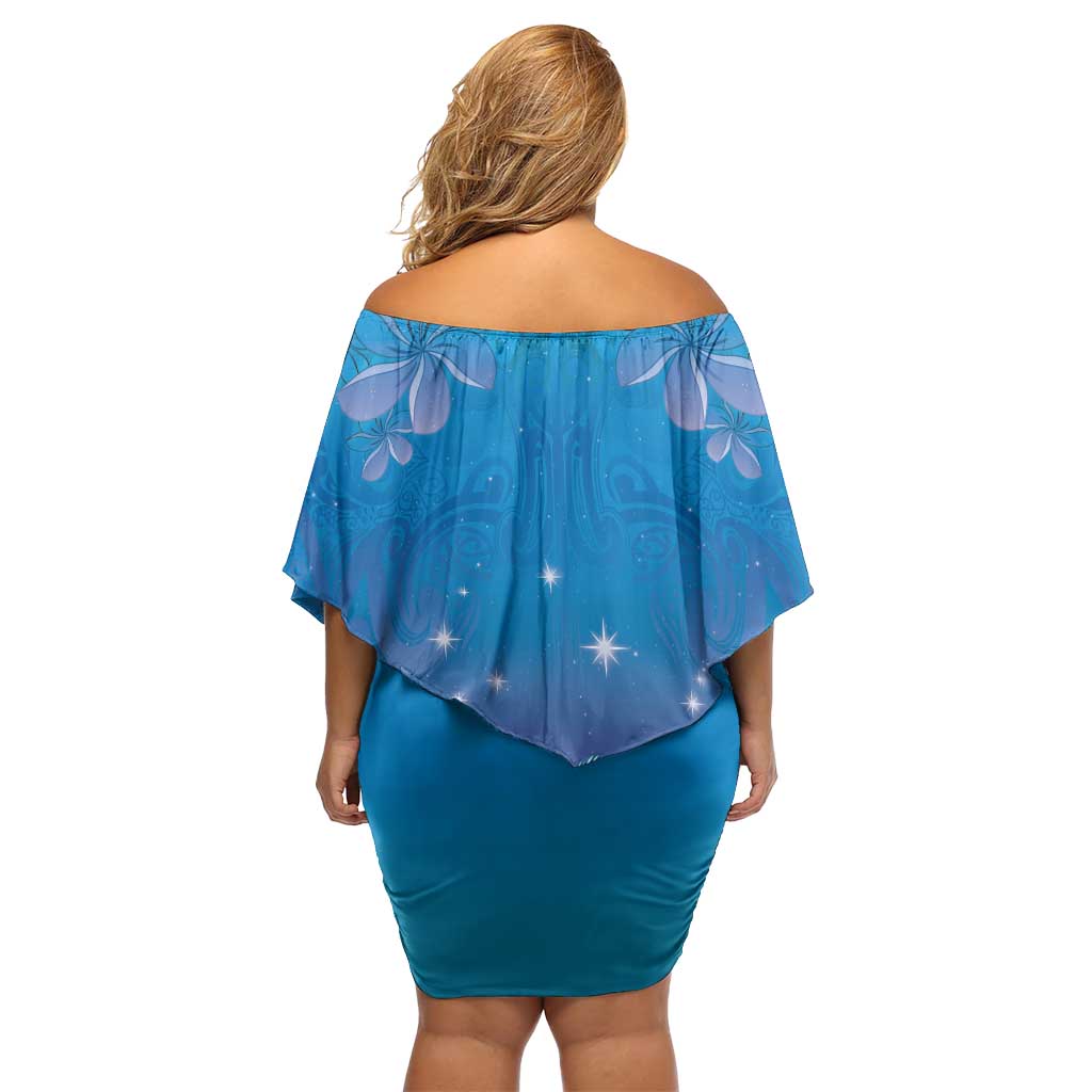 New Zealand Matariki Family Matching Off Shoulder Short Dress and Hawaiian Shirt Maori Marae Cyan Galaxy LT05 - Polynesian Pride
