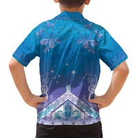 New Zealand Matariki Family Matching Summer Maxi Dress and Hawaiian Shirt Maori Marae Cyan Galaxy LT05 - Polynesian Pride