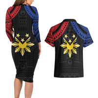 Philippines Independence Day Couples Matching Long Sleeve Bodycon Dress and Hawaiian Shirt Proud To Be Pinoy LT05 - Polynesian Pride