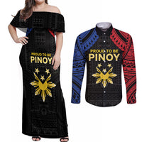 Philippines Independence Day Couples Matching Off Shoulder Maxi Dress and Long Sleeve Button Shirt Proud To Be Pinoy