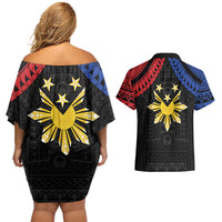 Philippines Independence Day Couples Matching Off Shoulder Short Dress and Hawaiian Shirt Proud To Be Pinoy LT05 - Polynesian Pride