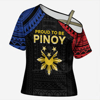 Philippines Independence Day Cross Shoulder Shirt Proud To Be Pinoy LT05 Female Black - Polynesian Pride