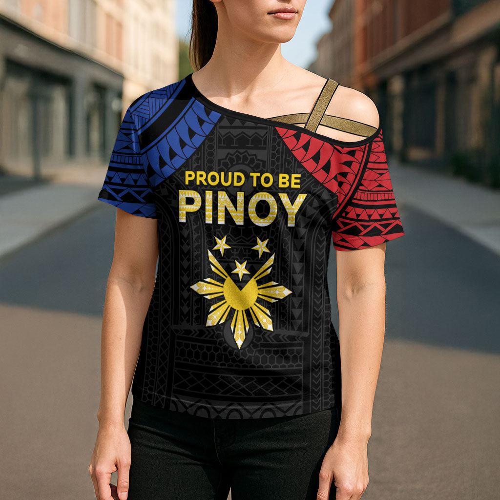 Philippines Independence Day Cross Shoulder Shirt Proud To Be Pinoy LT05 - Polynesian Pride