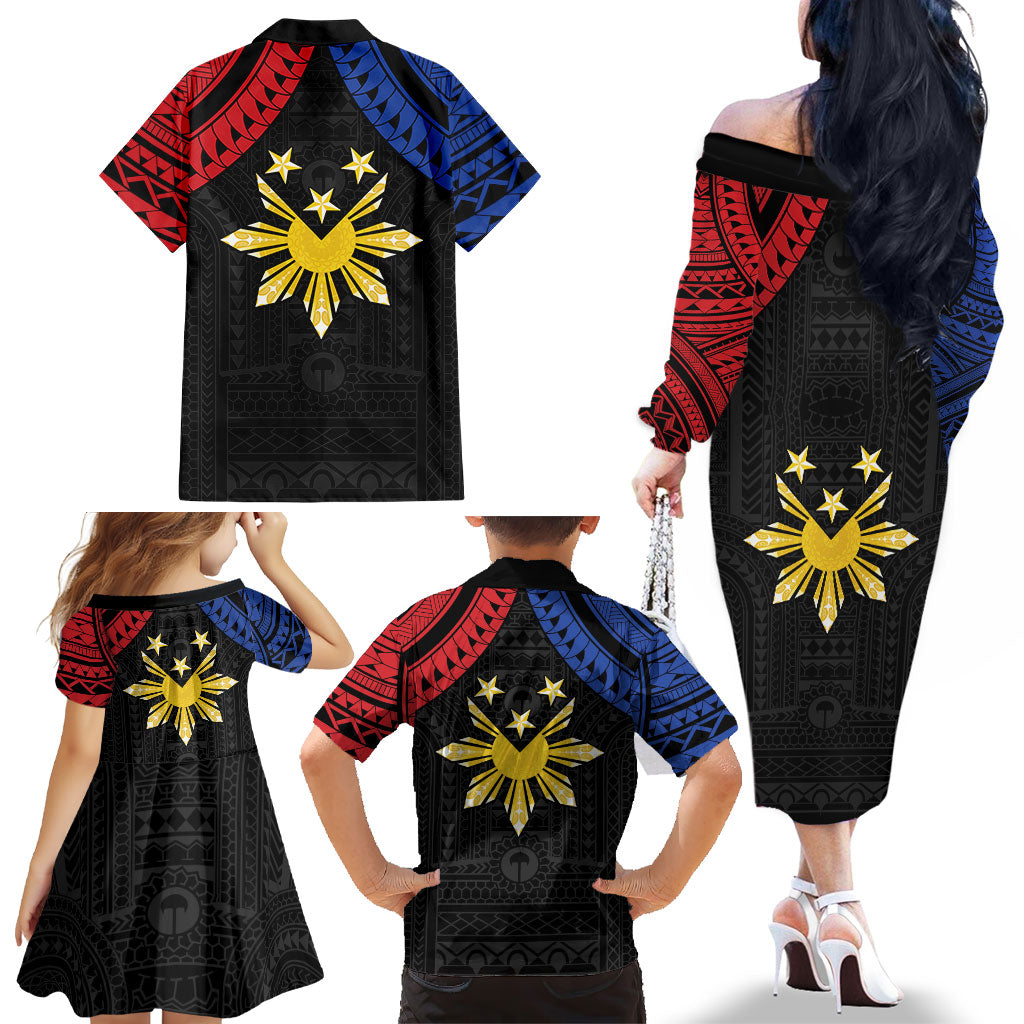 Philippines Independence Day Family Matching Off The Shoulder Long Sleeve Dress and Hawaiian Shirt Proud To Be Pinoy LT05 - Polynesian Pride