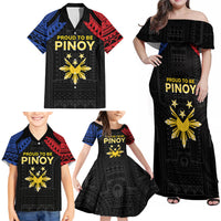 Philippines Independence Day Family Matching Off Shoulder Maxi Dress and Hawaiian Shirt Proud To Be Pinoy LT05 - Polynesian Pride