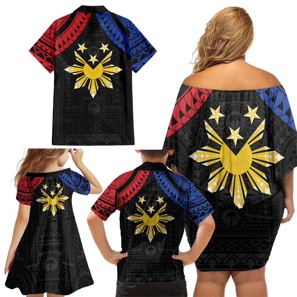 Philippines Independence Day Family Matching Off Shoulder Short Dress and Hawaiian Shirt Proud To Be Pinoy LT05 - Polynesian Pride