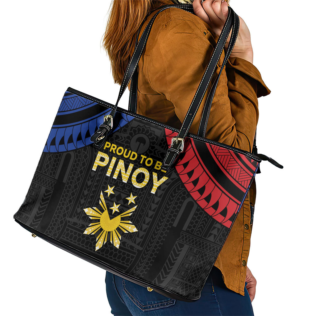 Philippines Independence Day Leather Tote Bag Proud To Be Pinoy