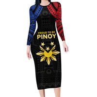 Philippines Independence Day Long Sleeve Bodycon Dress Proud To Be Pinoy