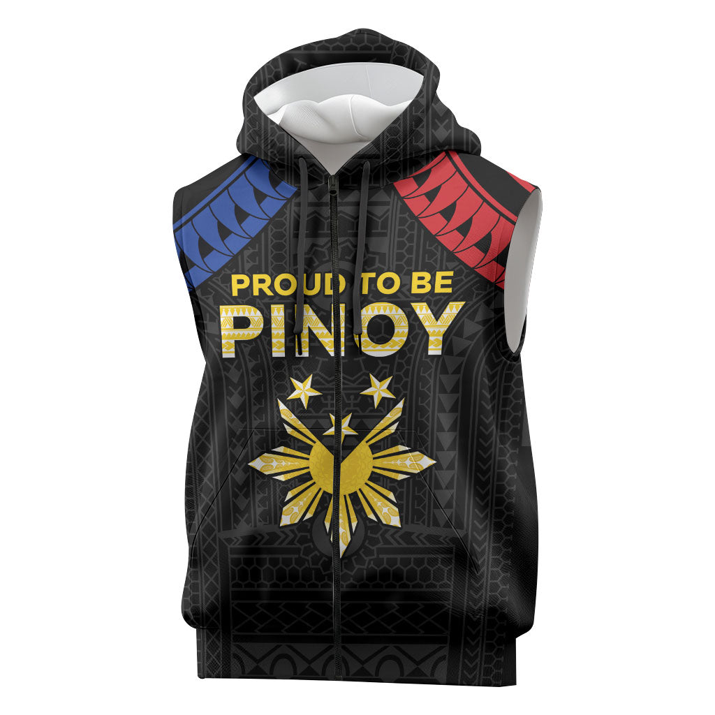 Philippines Independence Day Sleeveless Zip Hoodie Proud To Be Pinoy