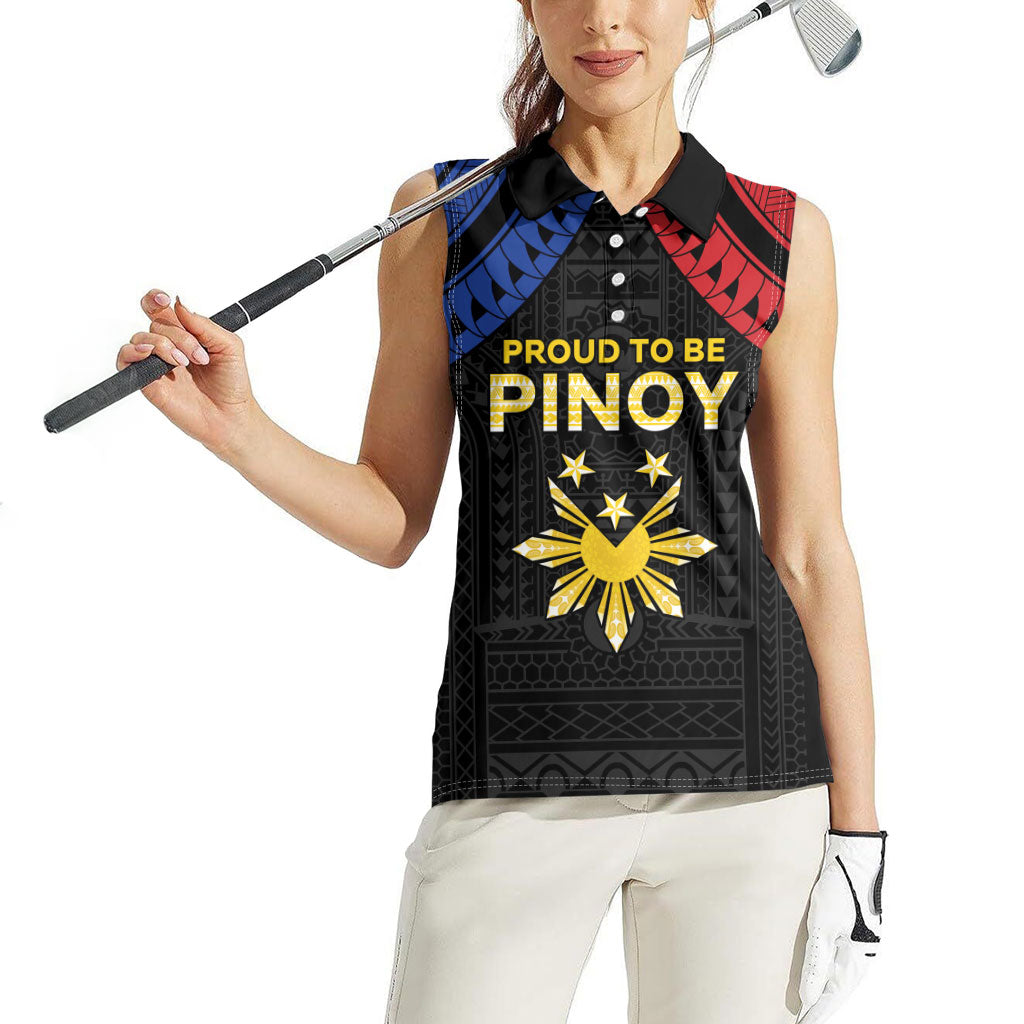 Philippines Independence Day Women Sleeveless Polo Shirt Proud To Be Pinoy