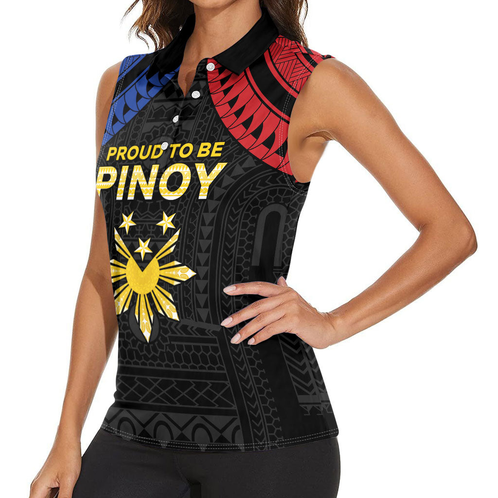 Philippines Independence Day Women Sleeveless Polo Shirt Proud To Be Pinoy