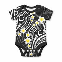 Plumeria With Black Polynesian Tattoo Pattern Baby Onesie