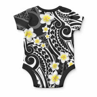 Plumeria With Black Polynesian Tattoo Pattern Baby Onesie