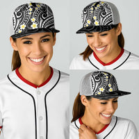 Plumeria With Black Polynesian Tattoo Pattern Baseball Net Cap - Polynesian Pride