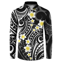 Plumeria With Black Polynesian Tattoo Pattern Button Sweatshirt
