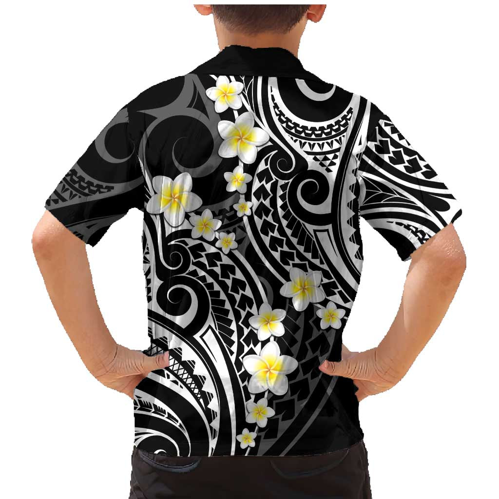 Plumeria With Black Polynesian Tattoo Pattern Family Matching Mermaid Dress and Hawaiian Shirt LT05 - Polynesian Pride