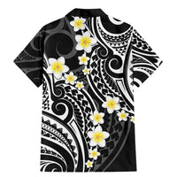 Plumeria With Black Polynesian Tattoo Pattern Family Matching Mermaid Dress and Hawaiian Shirt LT05 - Polynesian Pride