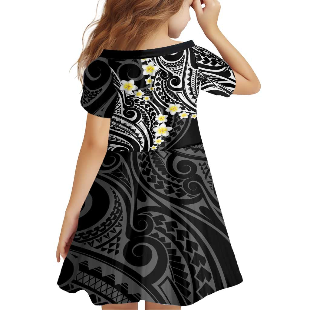Plumeria With Black Polynesian Tattoo Pattern Family Matching Off Shoulder Maxi Dress and Hawaiian Shirt LT05 - Polynesian Pride