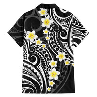Plumeria With Black Polynesian Tattoo Pattern Family Matching Off Shoulder Maxi Dress and Hawaiian Shirt LT05 - Polynesian Pride