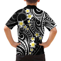 Plumeria With Black Polynesian Tattoo Pattern Family Matching Summer Maxi Dress and Hawaiian Shirt LT05 - Polynesian Pride