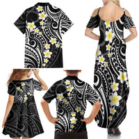 Plumeria With Black Polynesian Tattoo Pattern Family Matching Summer Maxi Dress and Hawaiian Shirt LT05 - Polynesian Pride