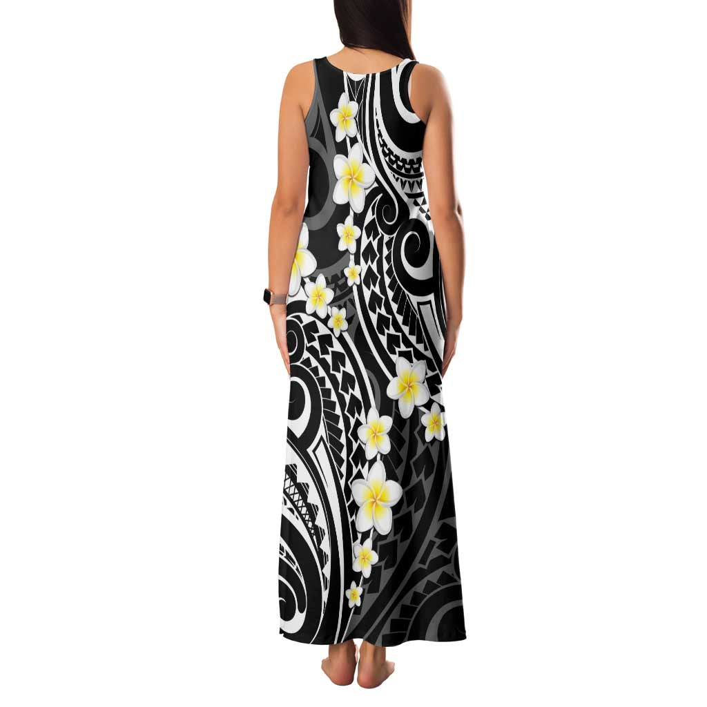 Plumeria With Black Polynesian Tattoo Pattern Family Matching Tank Maxi Dress and Hawaiian Shirt LT05 - Polynesian Pride
