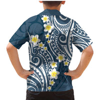 Plumeria With Blue Polynesian Tattoo Pattern Family Matching Mermaid Dress and Hawaiian Shirt LT05 - Polynesian Pride