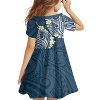 Plumeria With Blue Polynesian Tattoo Pattern Family Matching Off Shoulder Maxi Dress and Hawaiian Shirt LT05 - Polynesian Pride