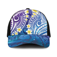 Plumeria With Galaxy Polynesian Tattoo Pattern Baseball Net Cap - Polynesian Pride