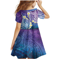 Plumeria With Galaxy Polynesian Tattoo Pattern Family Matching Mermaid Dress and Hawaiian Shirt LT05 - Polynesian Pride