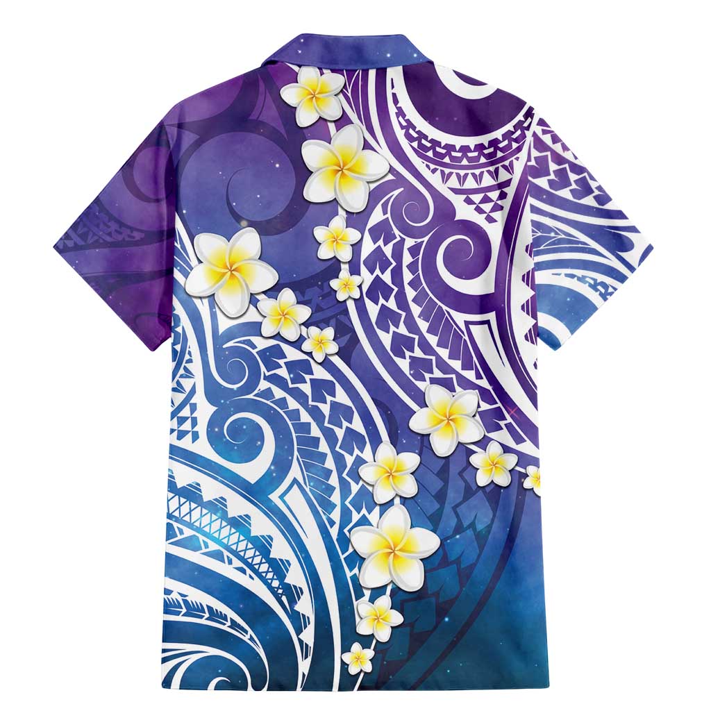 Plumeria With Galaxy Polynesian Tattoo Pattern Family Matching Mermaid Dress and Hawaiian Shirt LT05 - Polynesian Pride