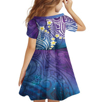 Plumeria With Galaxy Polynesian Tattoo Pattern Family Matching Off Shoulder Maxi Dress and Hawaiian Shirt LT05 - Polynesian Pride