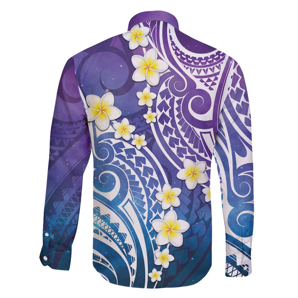 Plumeria With Galaxy Polynesian Tattoo Pattern Family Matching Summer Maxi Dress and Hawaiian Shirt LT05 - Polynesian Pride