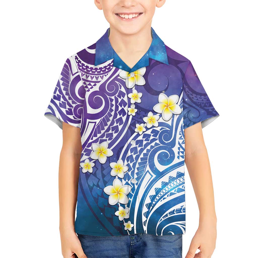 Plumeria With Galaxy Polynesian Tattoo Pattern Family Matching Summer Maxi Dress and Hawaiian Shirt LT05 Son's Shirt Galaxy - Polynesian Pride