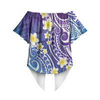 Plumeria With Galaxy Polynesian Tattoo Pattern Off Shoulder Wrap Waist Top LT05 - Polynesian Pride